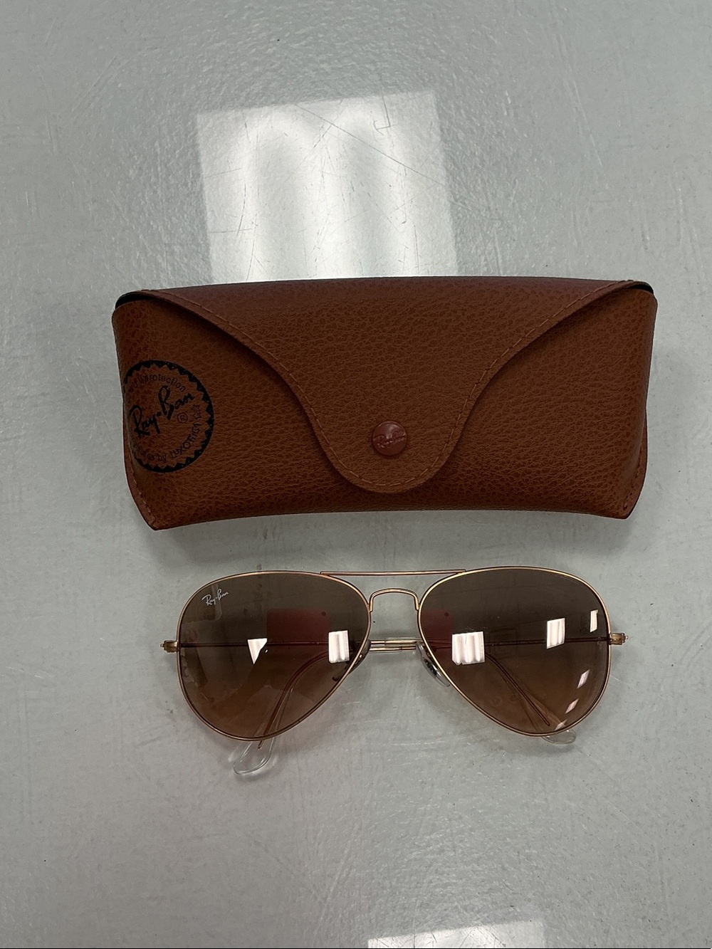 Ray-Ban Aviator Sunglasses Gold Frame Brown Gradient Lenses